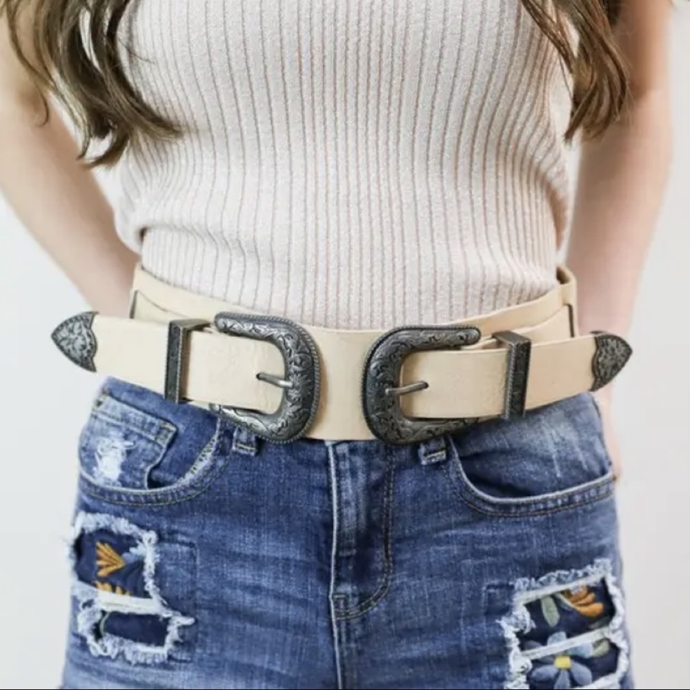 Khaki Double Western Belt | Rodeo